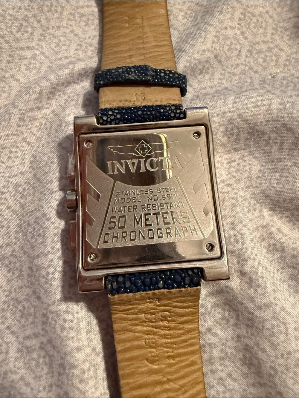 Invicta Navy Blue Chronograph Watch with Textured Blue Strap